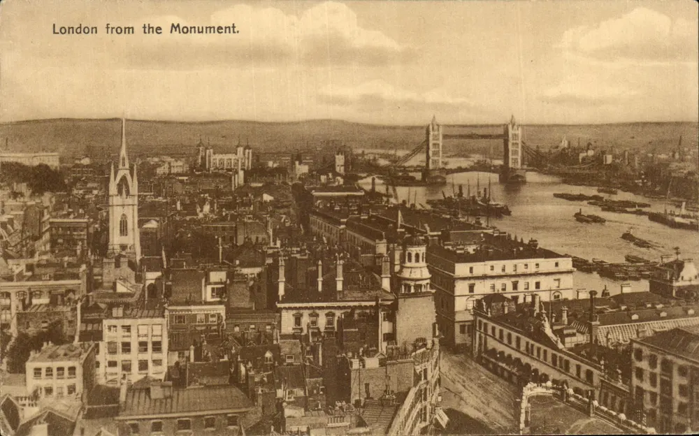 Londres vista do Monumento — vista panorâmica — The 'Philice' Publishing Co., Londres W.C., Número da Série 2516 - Frente