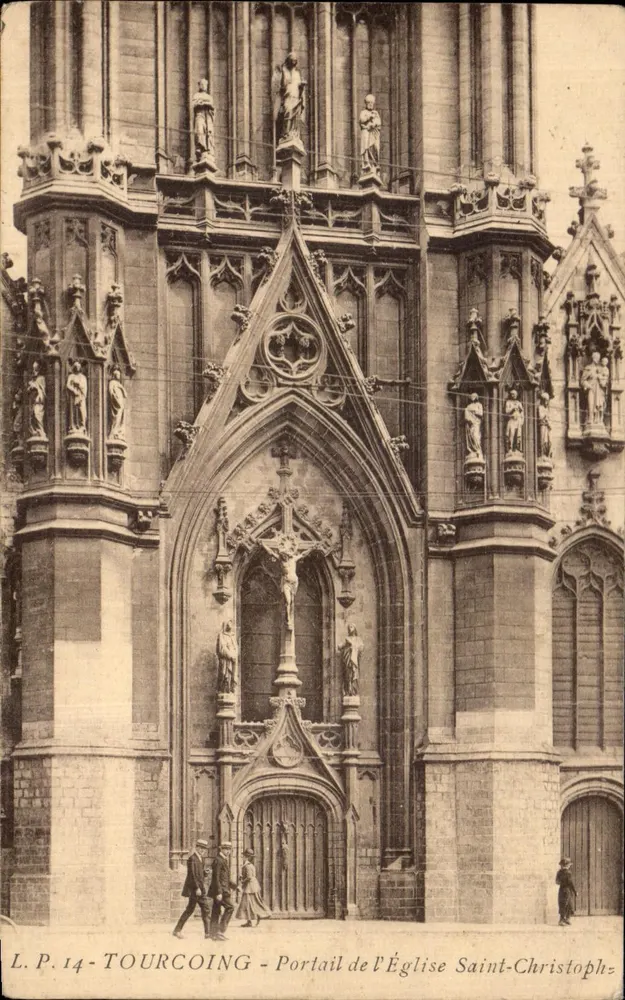 Tourcoing — Ansicht des Portals der Kirche Saint-Christophe — L.P. 14 - Vorderseite