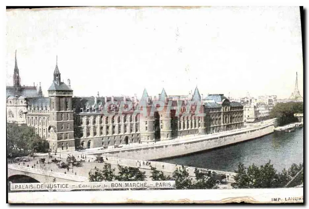 Palácio de Justiça — Paris — Editado pelo Bon Marché — Imp. Langer - Frente