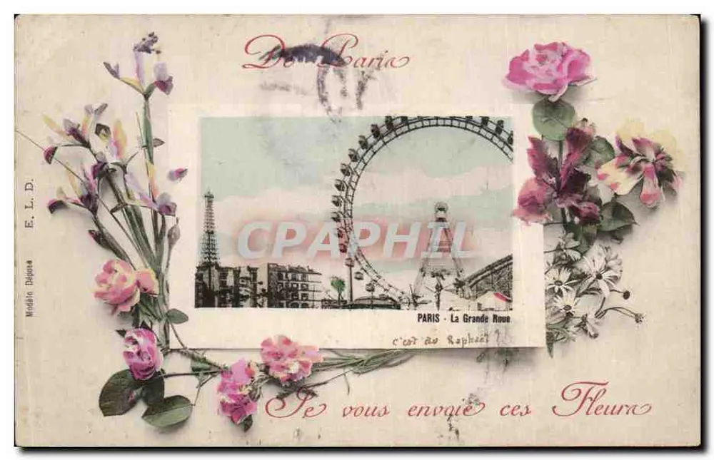 PARIS - A Grande Roda — decoração floral — E. L. D. Depositado - Frente