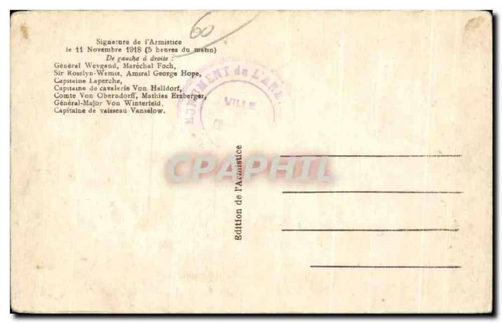 Signature de l'Armistice — scène dans un wagon de train — L'Il., Paris - Rückseite