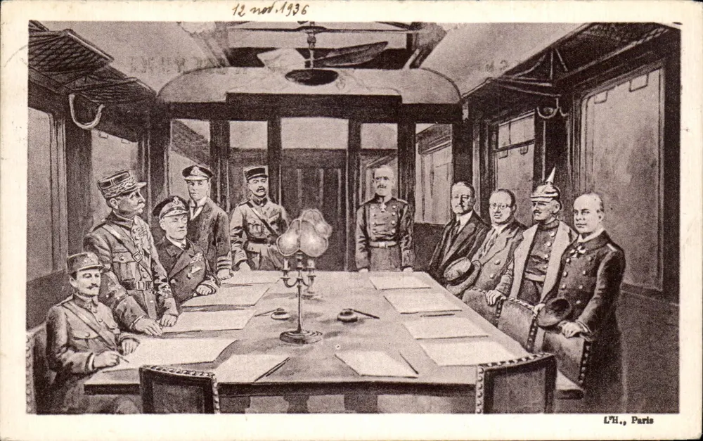 Signature de l'Armistice — scène dans un wagon de train — L'H., Paris - Vorderseite