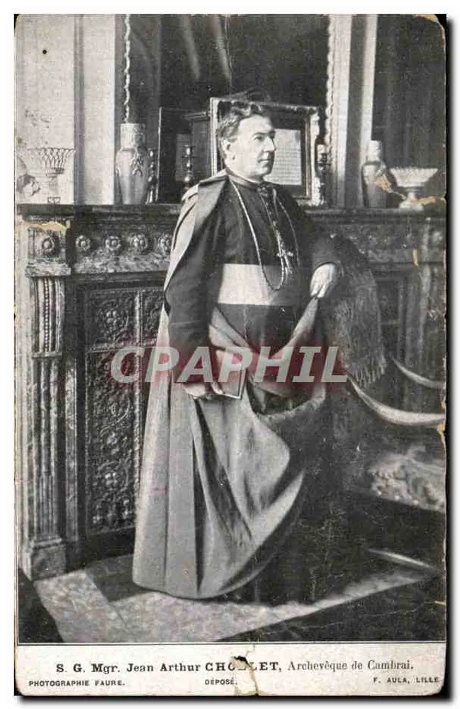 앤티크 엽서 Sg Mgr Jean Arthur Cholet Archeveque de Cambrai - 앞면