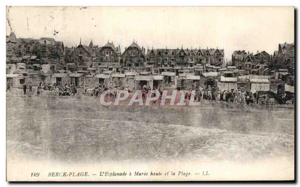 Berck-Plage — A Esplanada com Maré Alta e a Praia — LL. n°149 - Frente