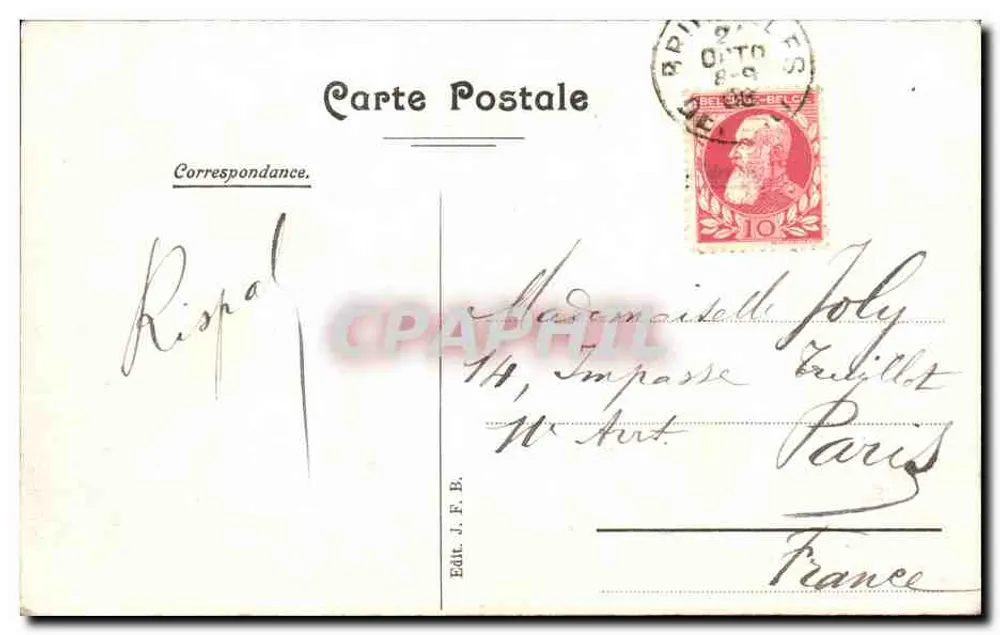 Brüssel. Königliches Theater der Münze — Verlag J. F. B. - Rückseite