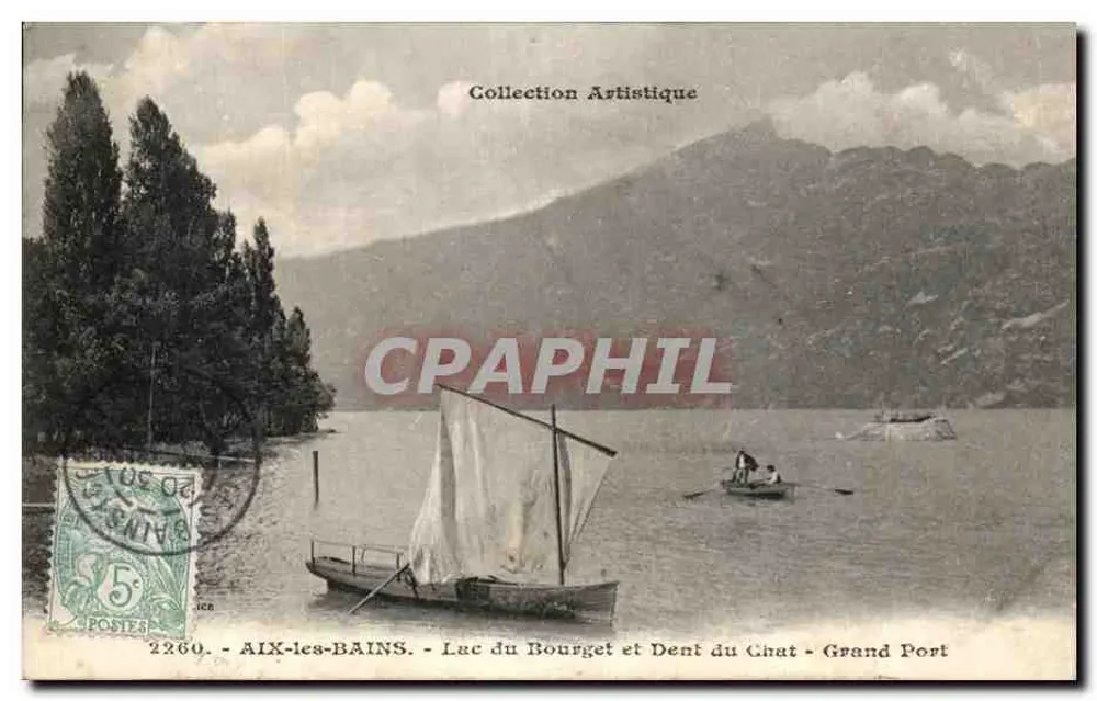 Lac du Bourget und Dent du Chat - Grand Port — Aix-les-Bains — Künstlerische Sammlung, Nr. 2260 - Vorderseite