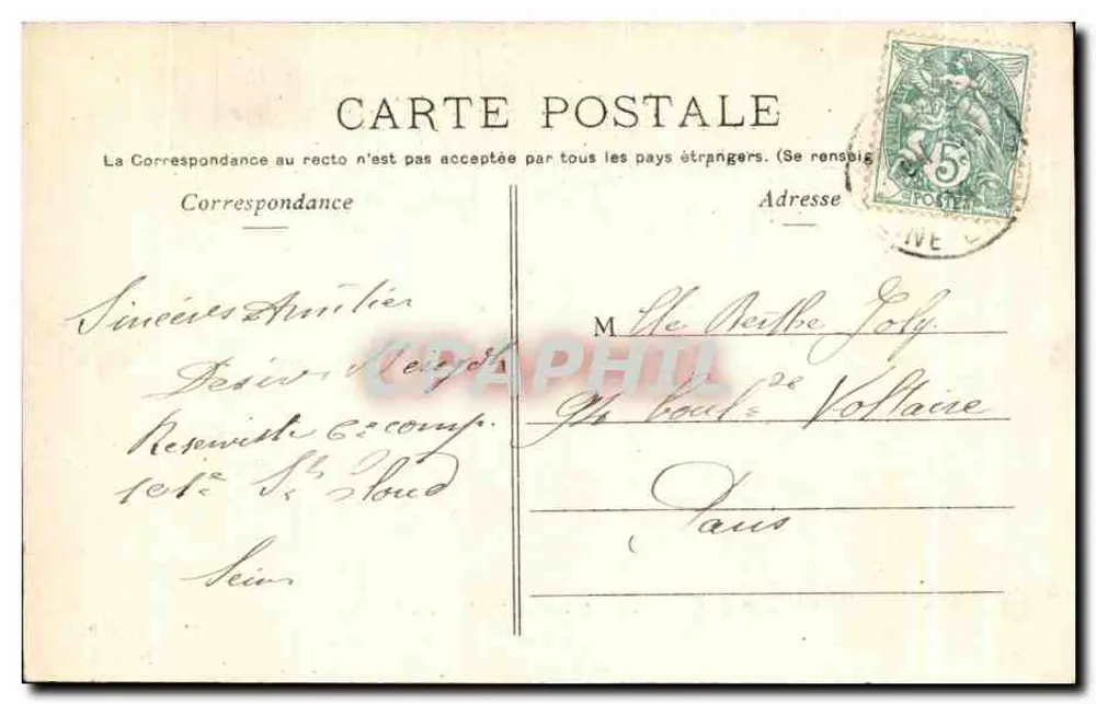 Parque de Saint-Cloud — Grandes Eaux — A Cascata — P. Marmuse, Paris - Verso