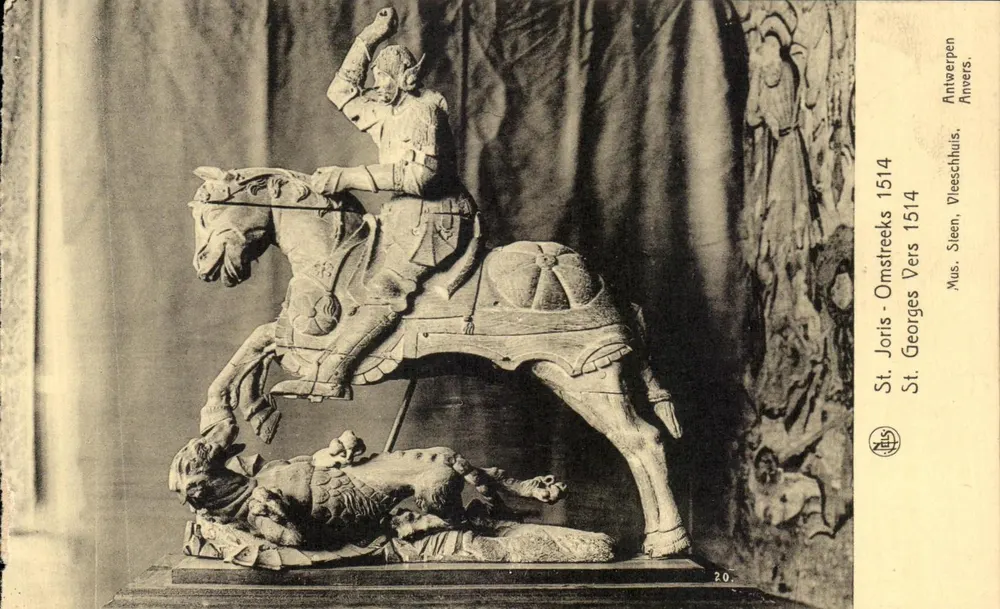 Estátua equestre de São Jorge (Saint-Georges) — cerca de 1514 — Museu St. Joris, Vleeschhuis, Antuérpia - Frente
