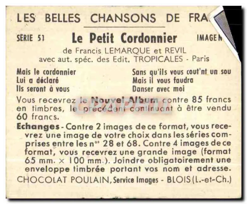 Cena de aldeia — Chocolat Poulain — Série 51 - Verso