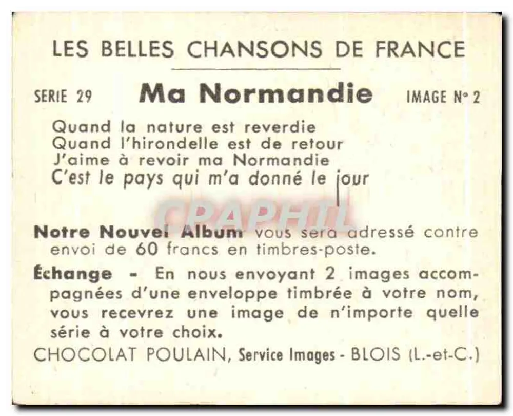 Schwalbe — Rückkehr in die Normandie — Chocolat Poulain, Serie 29 - Rückseite