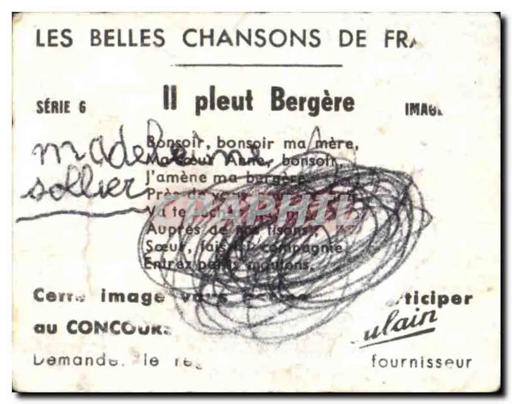 Chocolat Poulain — cena de cozinha — editor Poulain, série 6 - Verso