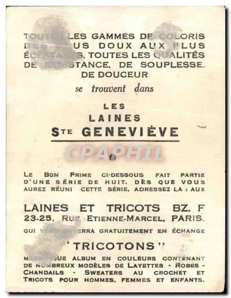 Santa Geneviève abastece os habitantes de Lutèce — Laines Ste Geneviève - Verso