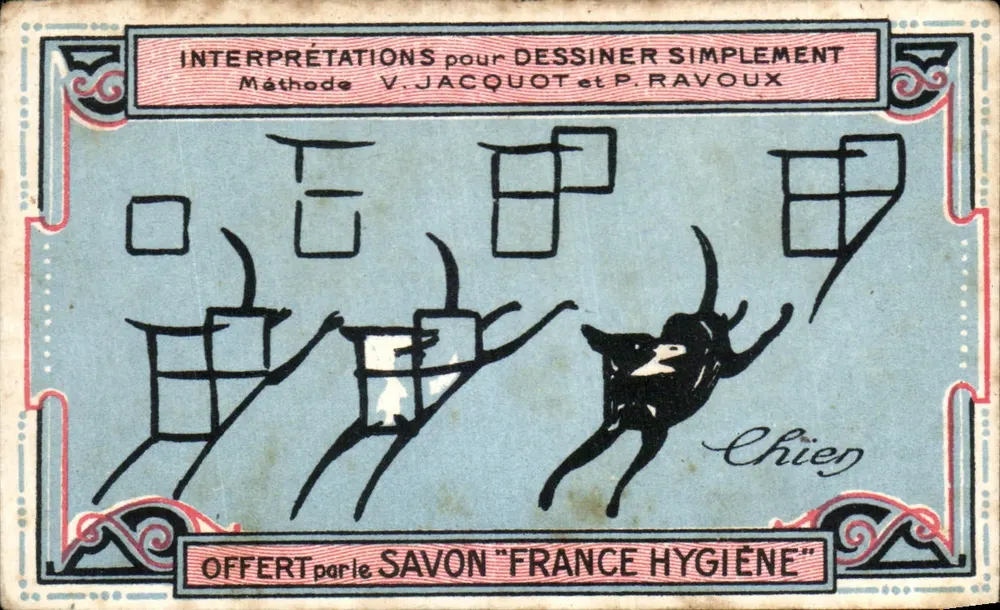 Chien — Interprétations pour dessiner simplement — Méthode V. Jacquot et P. Ravoux, offert par Savon France Hygiène - Recto