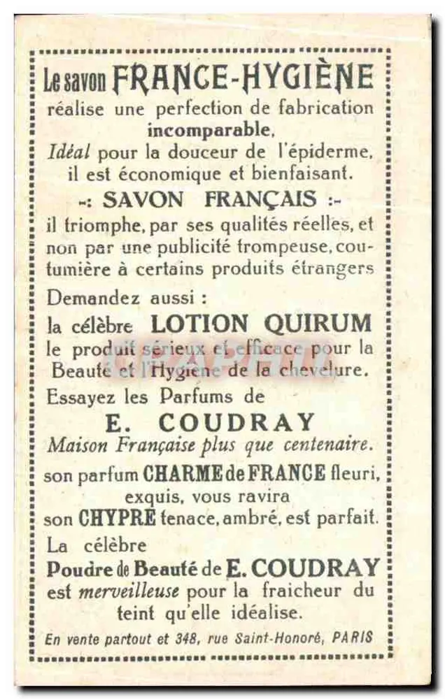Katzen — Methode V. Jacquot und P. Ravoux — Angeboten von der Seife France Hygiène - Rückseite