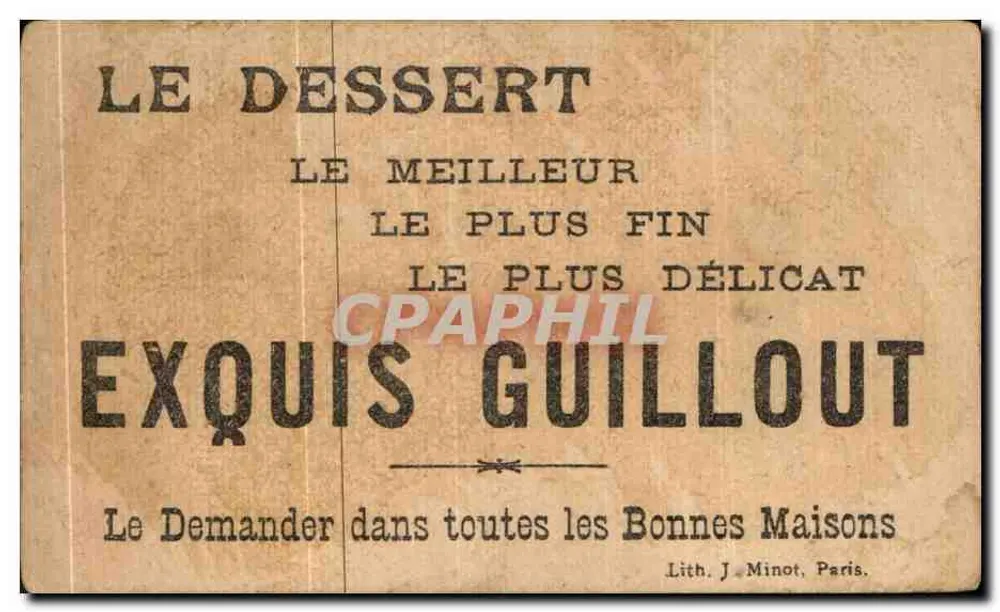 Biscuits Guillout — Werbung für Kekse und Dessert — Lith. J. Minot, Paris - Rückseite