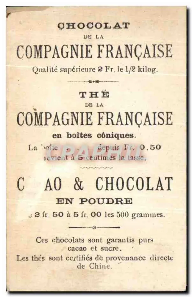 Frau im traditionellen Kleid — Herbst — Chocolat de la Compagnie Française - Rückseite