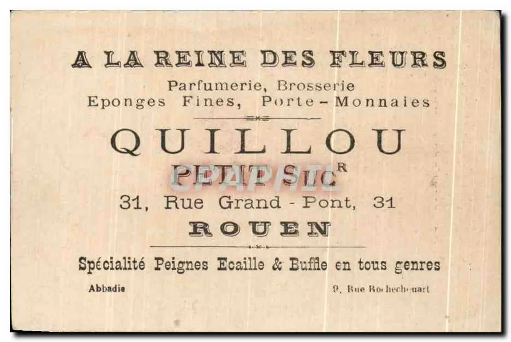 Cinq-Mars – 2. Akt, 3. Szene — Mon Quillou, Parfumeur, 31 Rue Grand-Pont, Rouen - Rückseite