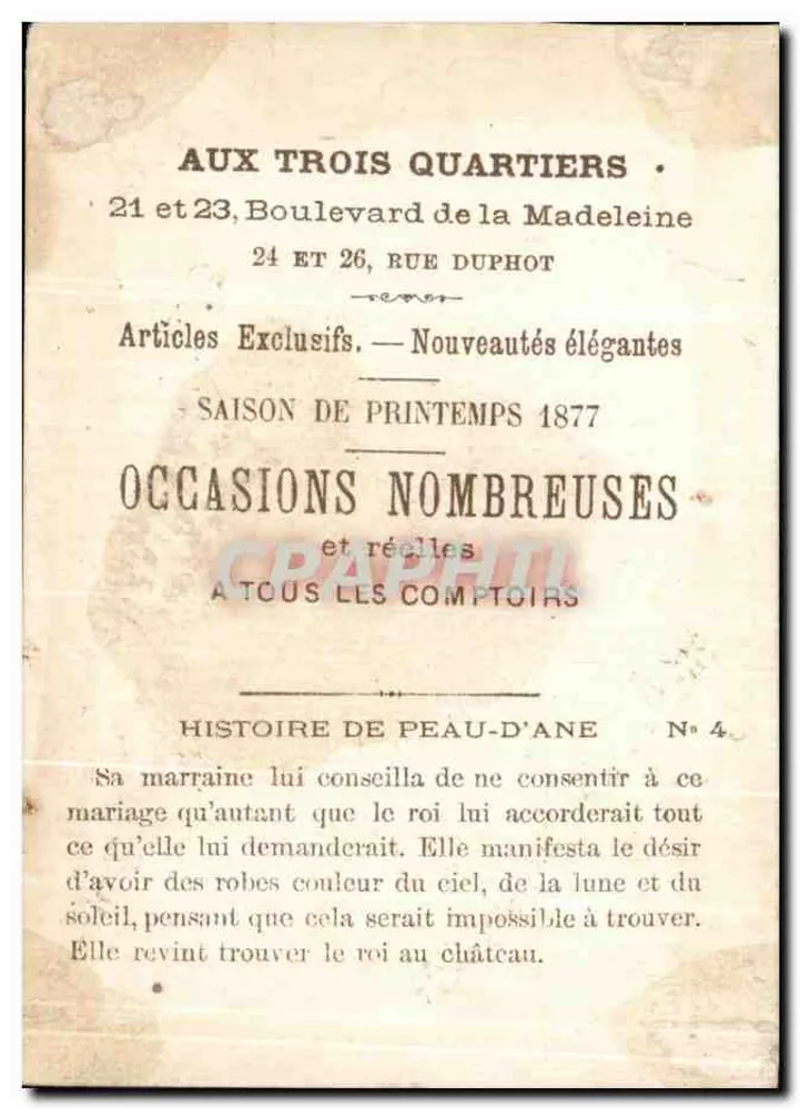 Die Geschichte der Schneekappe — Aux Trois Quartiers — Neuheiten Nr. 4 - Rückseite