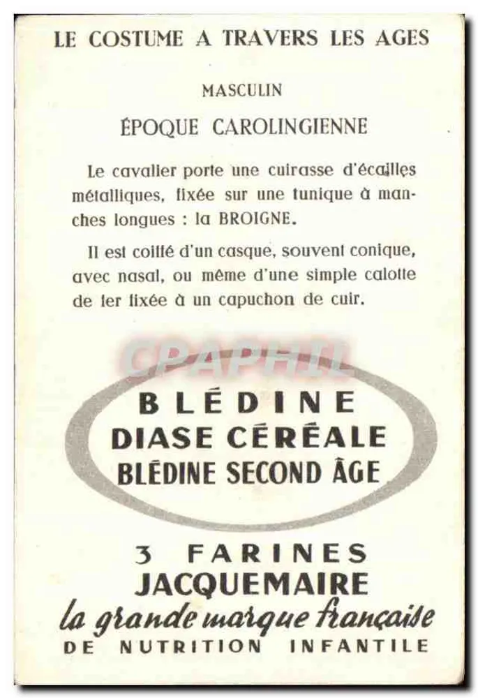 Época carolíngia — cavaleiro armado — editor Blédine, série 'Roupa ao longo dos tempos' - Verso