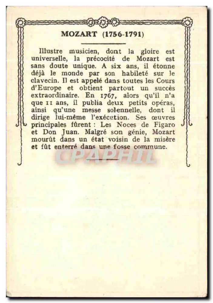 Mozart — retrato e biografia — Editora do Bocq, n° 238 - Verso