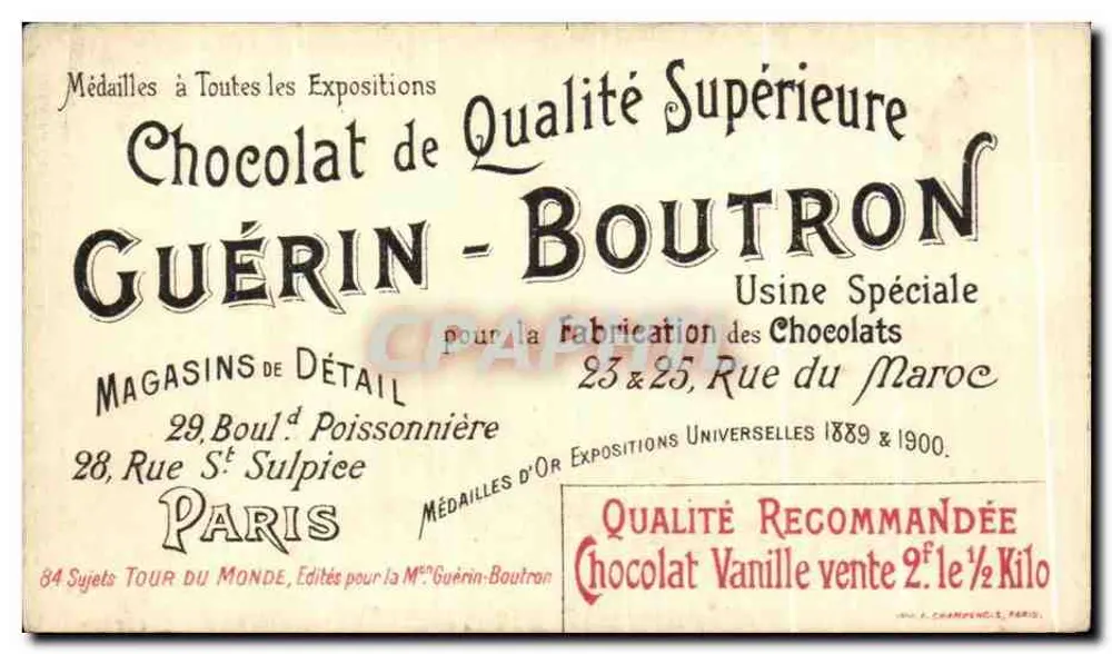 Vor den 7 Pagoden in der Nähe von Madras — Chocolat Guérin-Boutron, Serie 36 von Um die Welt in 84 Etappen - Rückseite