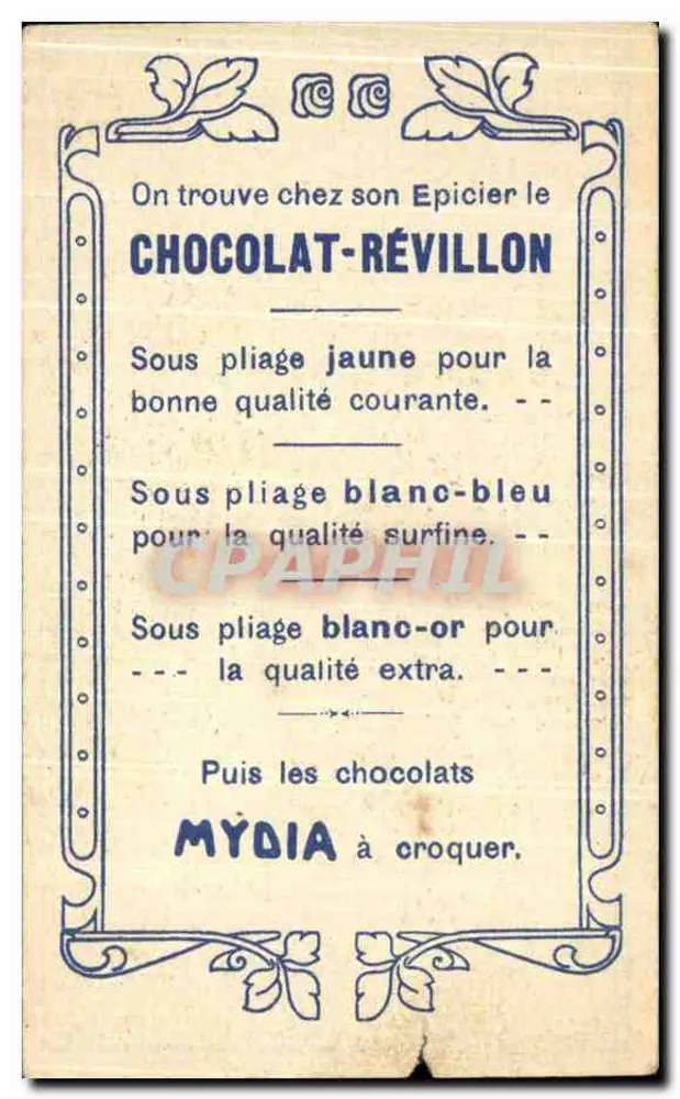 Henri IV und seine Kinder — humoristische Szene — Chocolat Révillon, Nr. 1607 - Rückseite