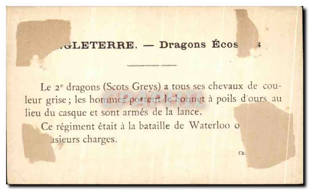 Inglaterra — Dragões Escoceses — Ch. (editor ?) - Verso