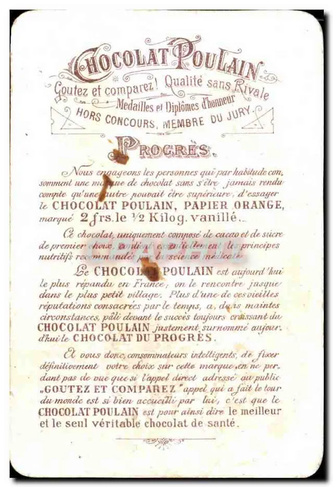 Chocolat Poulain — Publicidade — Editor não visível - Verso
