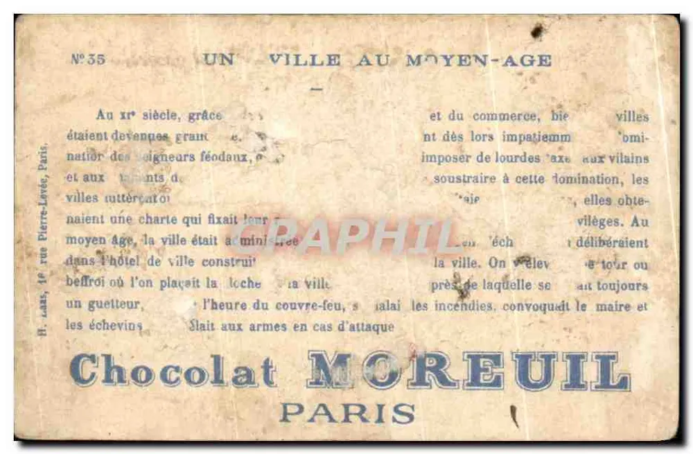 Eine mittelalterliche Stadt — Chocolat Moreuil — Paris - Rückseite