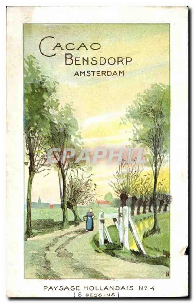 Holländisches Landschaftsbild — Cacao Bensdorp Amsterdam — Serie 8 Zeichnungen, n°4 - Vorderseite