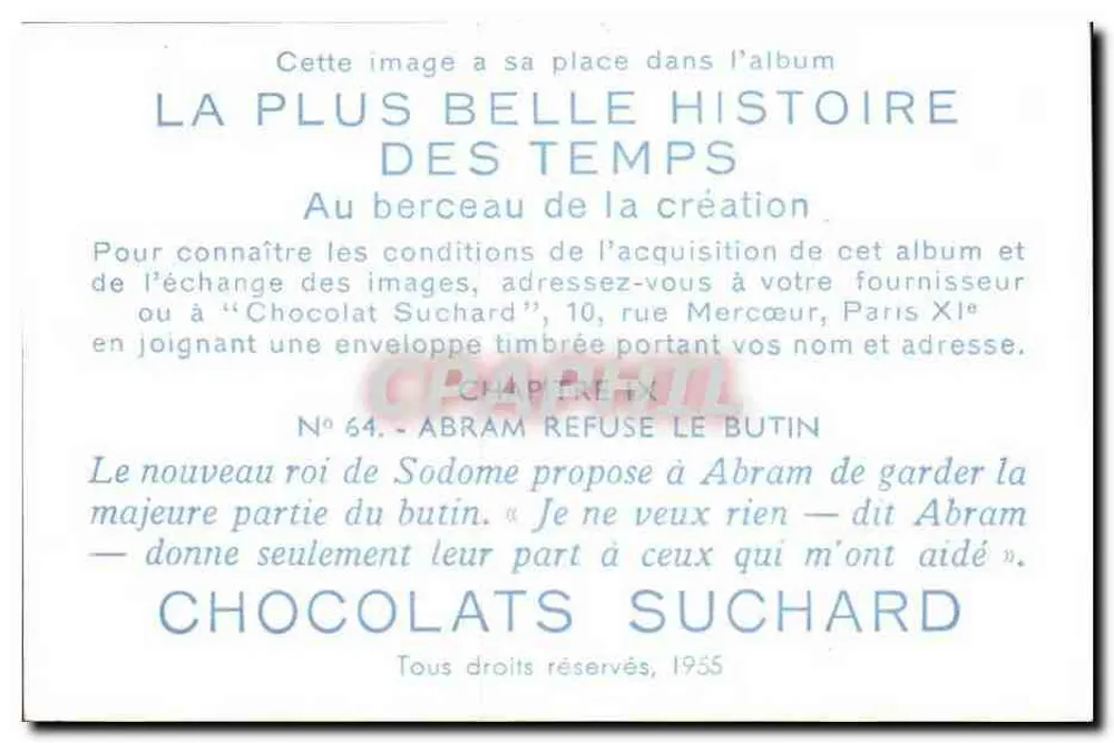 Abram recusa o botim — Abram — Sodoma — Chocolats Suchard — N°64 - Verso