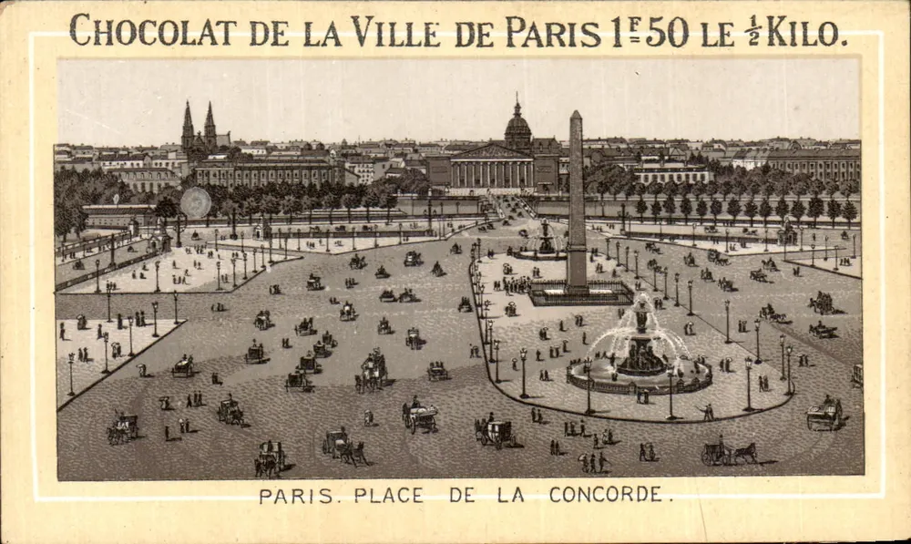 Platz der Concorde — Paris — Werbung für den Schokoladen der Stadt Paris - Vorderseite