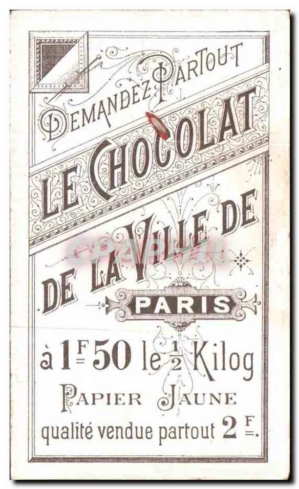 Platz der Concorde — Paris — Werbung für den Schokoladen der Stadt Paris - Rückseite
