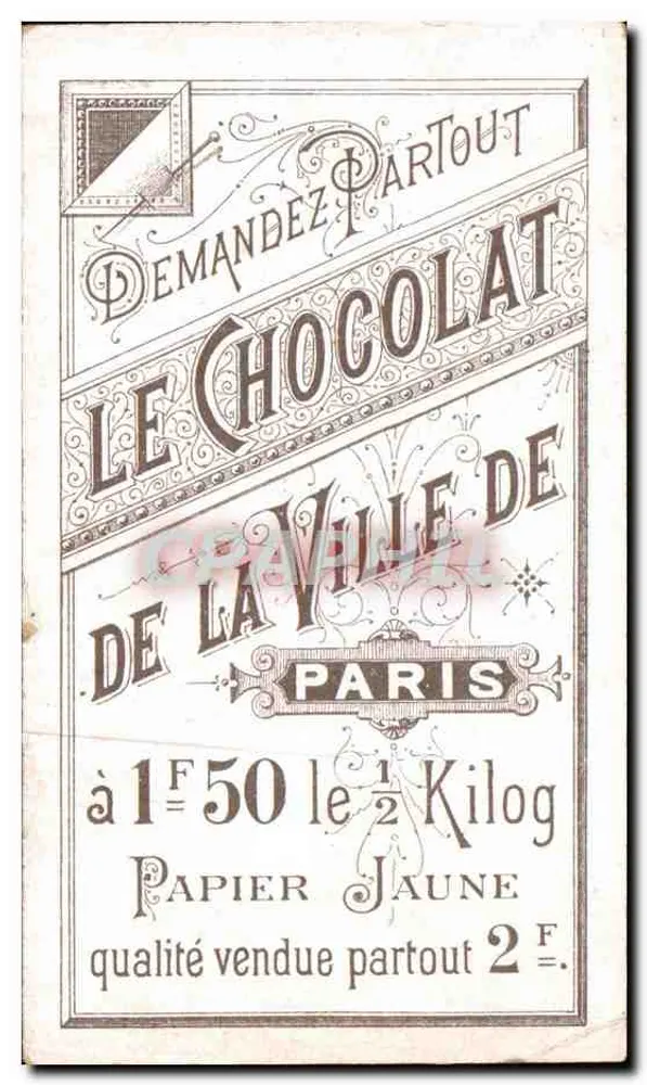 Paris. Der Große Treppenaufgang des Opernhauses — Schokolade der Stadt Paris 1F 50 für ½ Kilogramm. - Rückseite