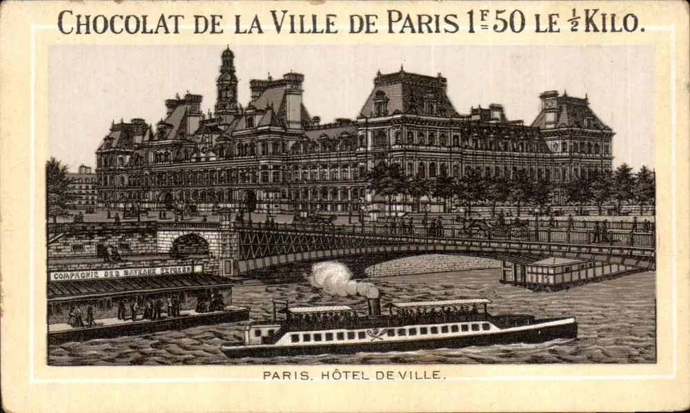 Hôtel de Ville — Paris — Compagnie des Bateliers — Schokoladenwerbung - Vorderseite