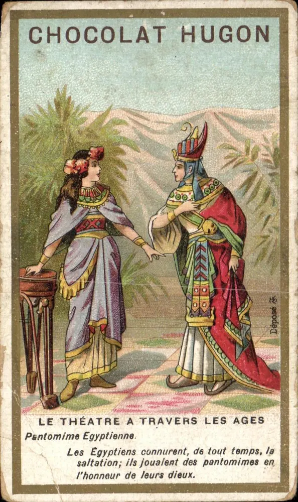 Das Theater durch die Zeitalter — Ägyptische Pantomime — Chocolat Hugon - Vorderseite