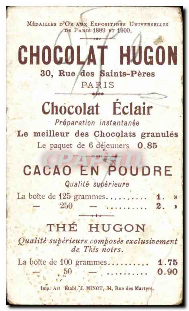 Das Theater durch die Zeitalter — Ägyptische Pantomime — Chocolat Hugon - Rückseite