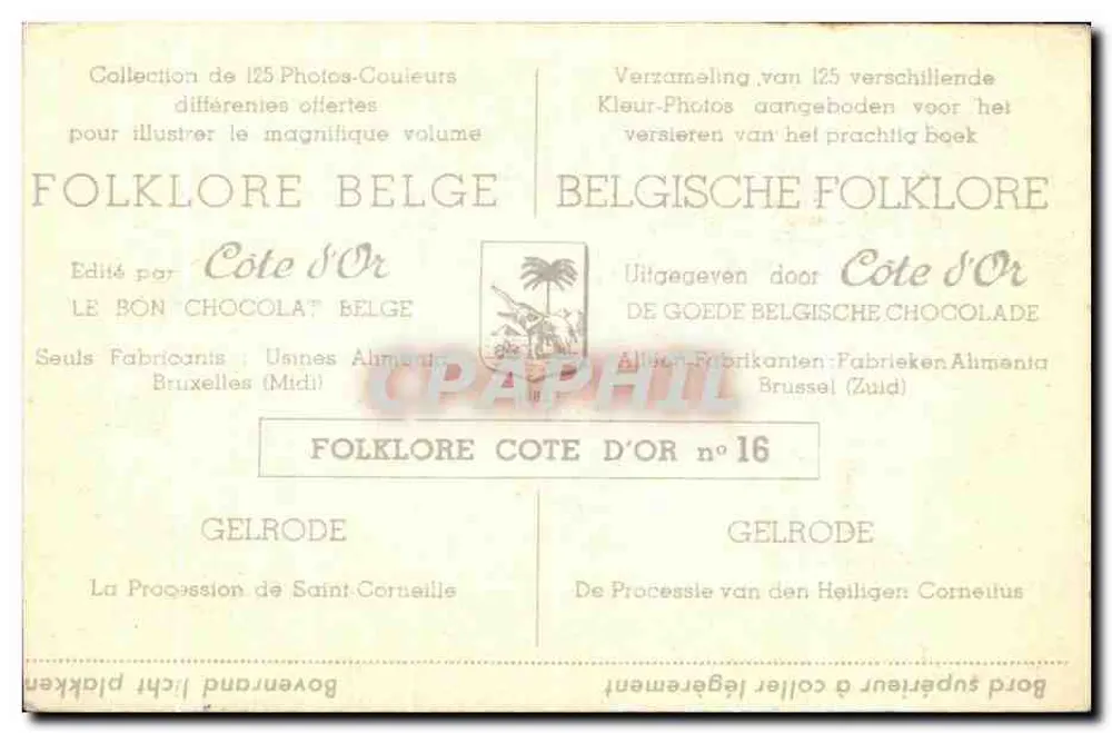 Prozession des Heiligen Cornélius — Gelrode — Verlag Côte d'Or - Rückseite