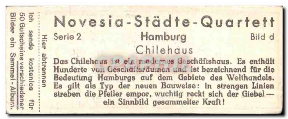 Chilehaus — edifício moderno em Hamburgo — P. F. Feldhaus, Neuß/Rh. — Série 2 - Verso