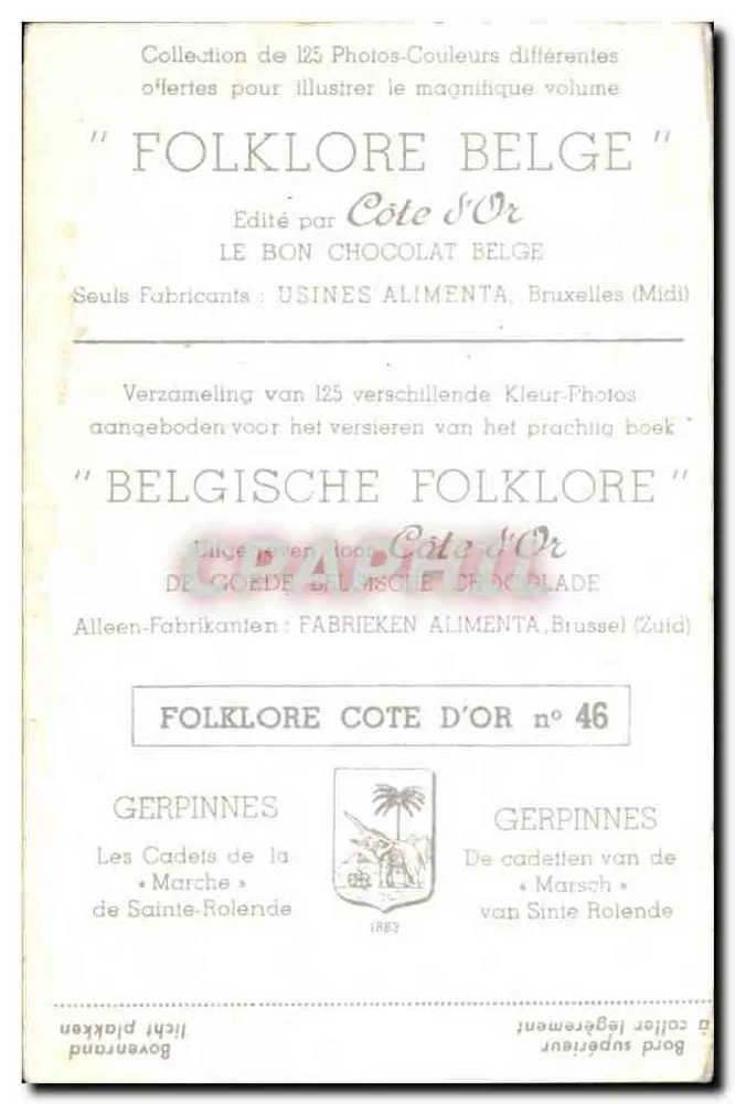 Les Cadets de la Marche de Sainte-Rolende — Gerpinnes — Herausgeber Côte d'Or - Rückseite