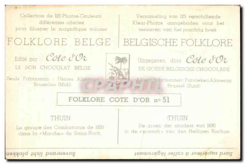 Thuin — Gruppe der Kämpfer von 1830 in der « Marche » von Saint-Roch — Côte d'Or Nr. 51 - Rückseite
