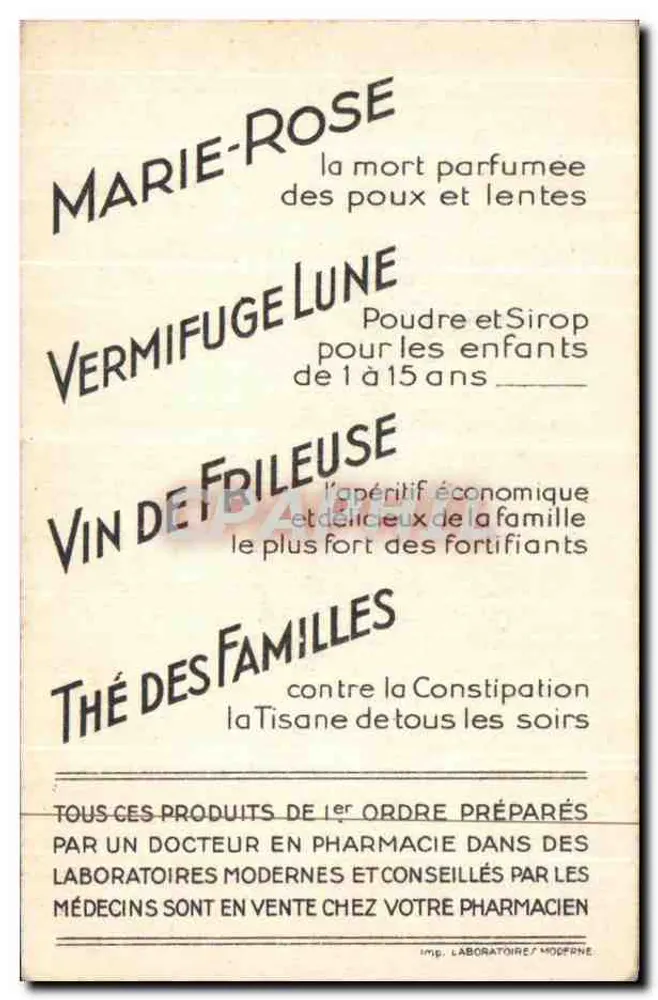 Bebé Frileuse — publicidad para productos infantiles — editor impr. Laboratoires Moderne - Reverso