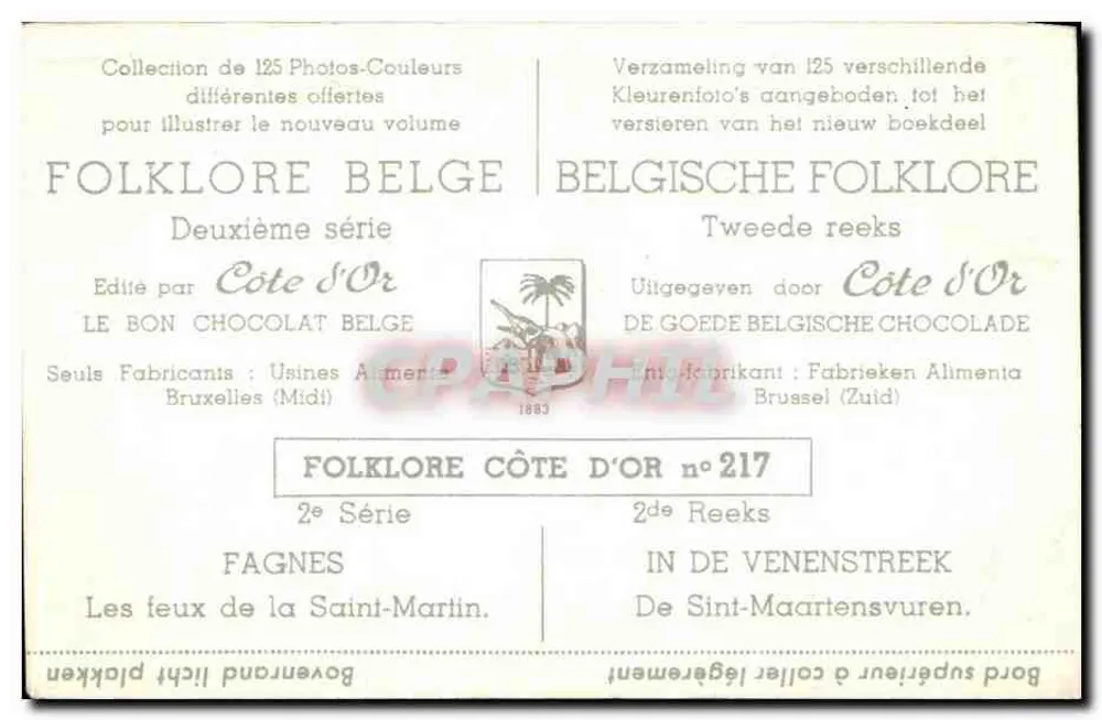 Fagnes - Die Feuer des heiligen Martin — Folklore Côte d'Or, 2. Serie, Nr. 217 - Rückseite