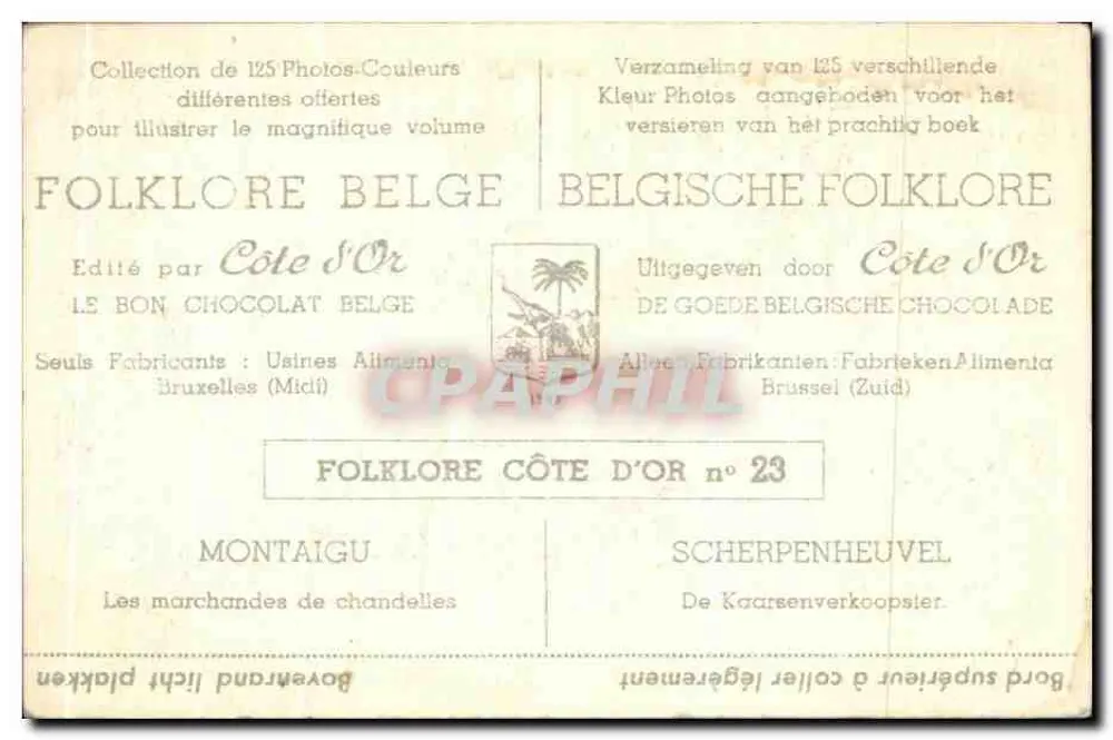Kerzenverkäuferinnen — Belgisches Volksleben — Côte d'Or n°23 - Rückseite