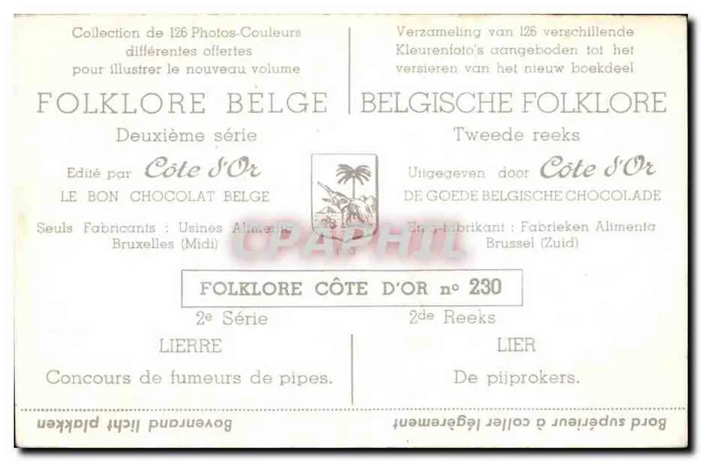 Lierre — Pipe-Smoker-Wettbewerb — Côte d'Or, 2. Serie Nr. 230 - Rückseite