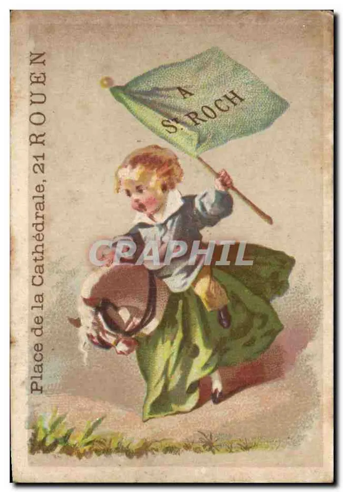 Kind mit Fahne für Saint Roch — Place de la Cathédrale, Rouen — Verlag nicht sichtbar - Vorderseite