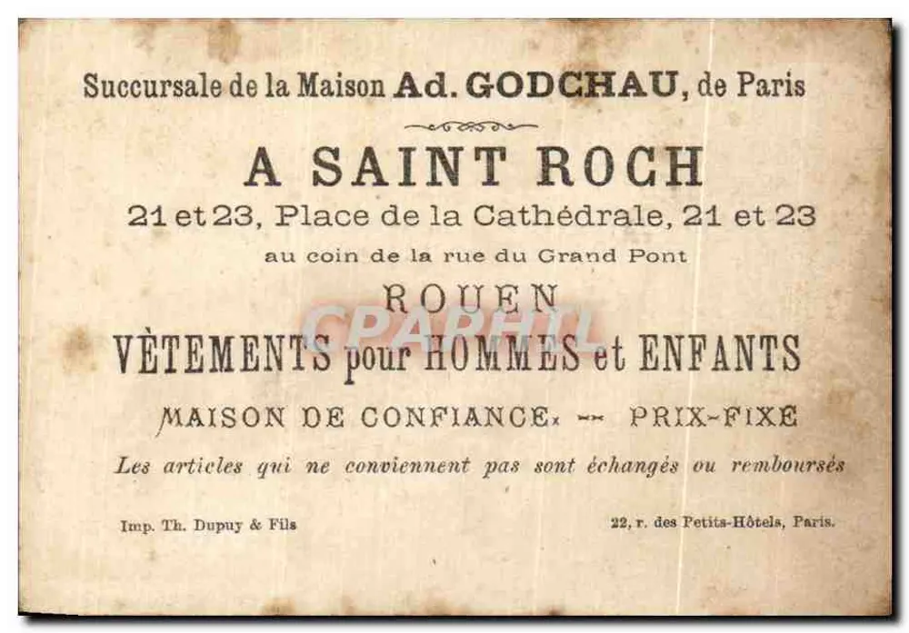 Kind mit Fahne für Saint Roch — Place de la Cathédrale, Rouen — Verlag nicht sichtbar - Rückseite