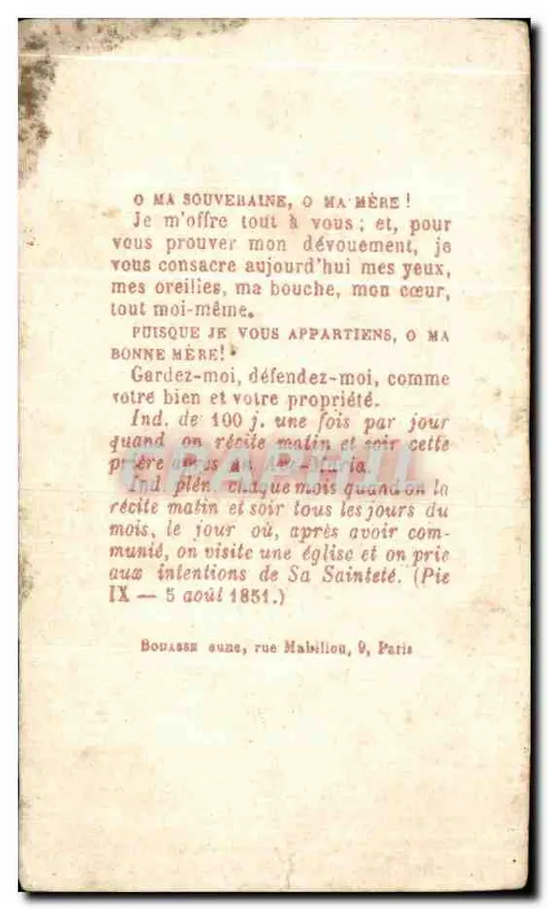 Die Rosen des Gartens von Marie — Rose von Gethsemane — Verlag L. Bouasse Jr. & Cie, Nr. 90 rue Mabillon, Paris - Rückseite