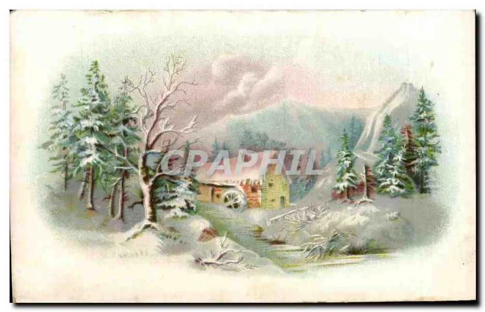 Winterlandschaft mit Mühle — Verleger nicht sichtbar — Seriennummer nicht sichtbar - Vorderseite