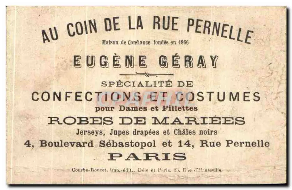 Ecke der Rue Pernelle — 4, Boulevard Sébastopol, Paris — Eugène Géray - Rückseite